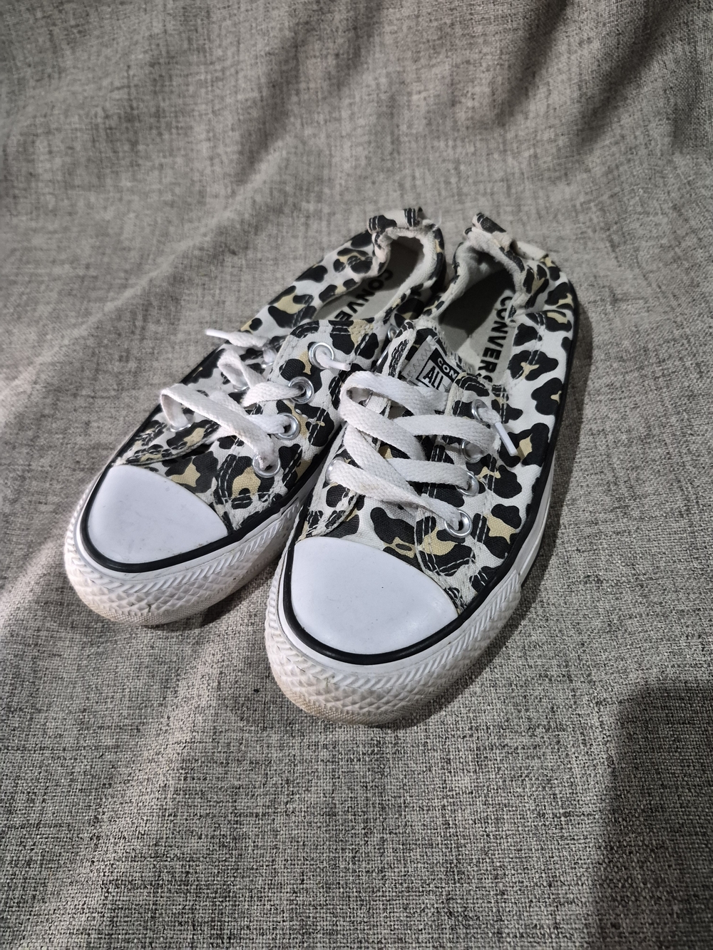 Converse Kids Canvas Sneakers - Black, White & Cream Leopard Print